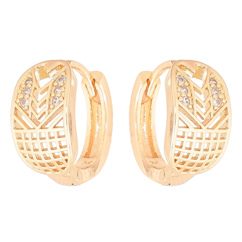 Сережки Xuping M&L Колір 18K колечка «Різьблений візерунок з кристалами» фото №1 Сережки Xuping M&L Колір 18K колечка «Різьблений візерунок з кристалами» фото №1