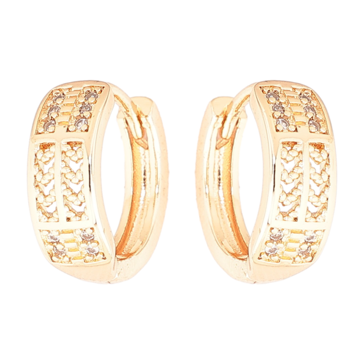 Серьги Xuping M&L Цвет 18K колечки Резной узор с кристаллами фото №9 Серьги Xuping M&L Цвет 18K колечки Резной узор с кристаллами фото №9