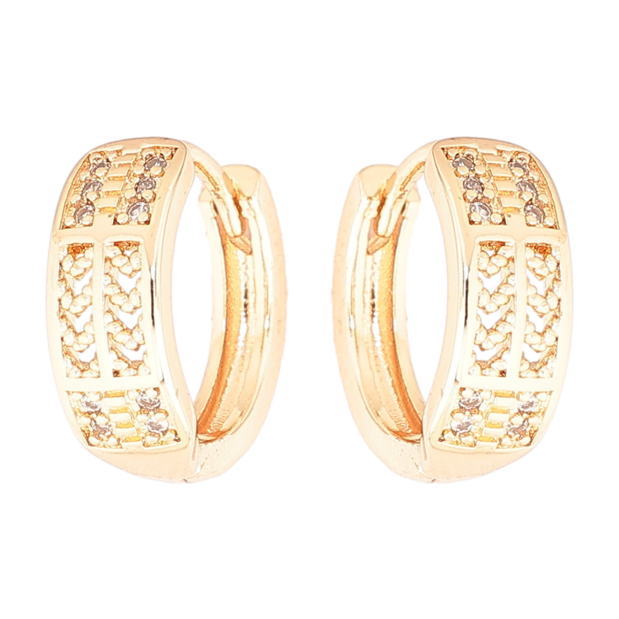 Сережки Xuping M&L Колір 18K колечка «Різьблений візерунок з кристалами» фото №1