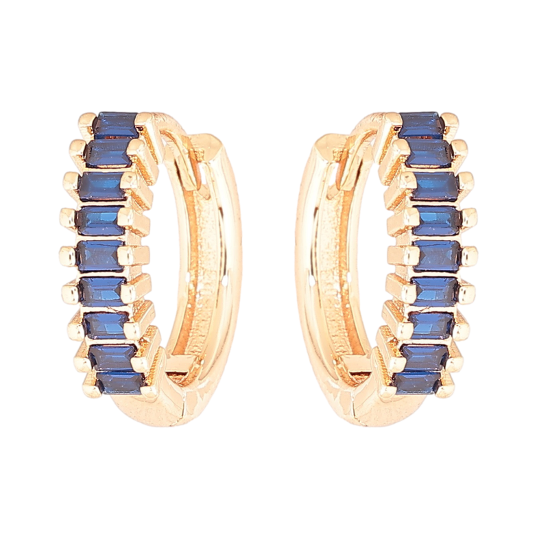 Серьги Xuping M&L Цвет 18K колечки Дорожки синих кристаллов фото №1