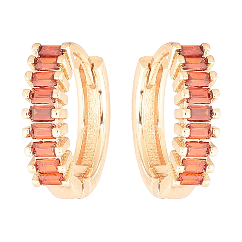 Серьги Xuping M&L Цвет 18K колечки Дорожки красных кристаллов фото №1