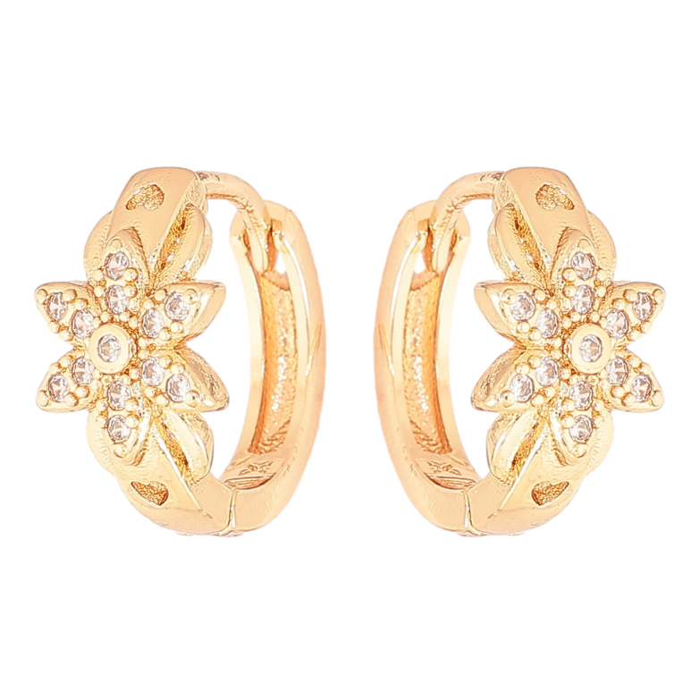 Серьги Xuping M&L Цвет 18K колечки Цветочки с кристаллами фото №1