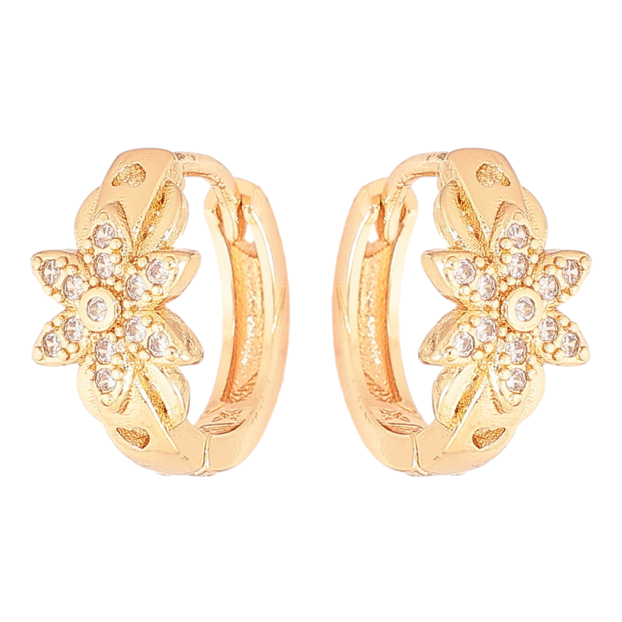 Серьги Xuping M&L Цвет 18K колечки Цветочки с кристаллами фото №1