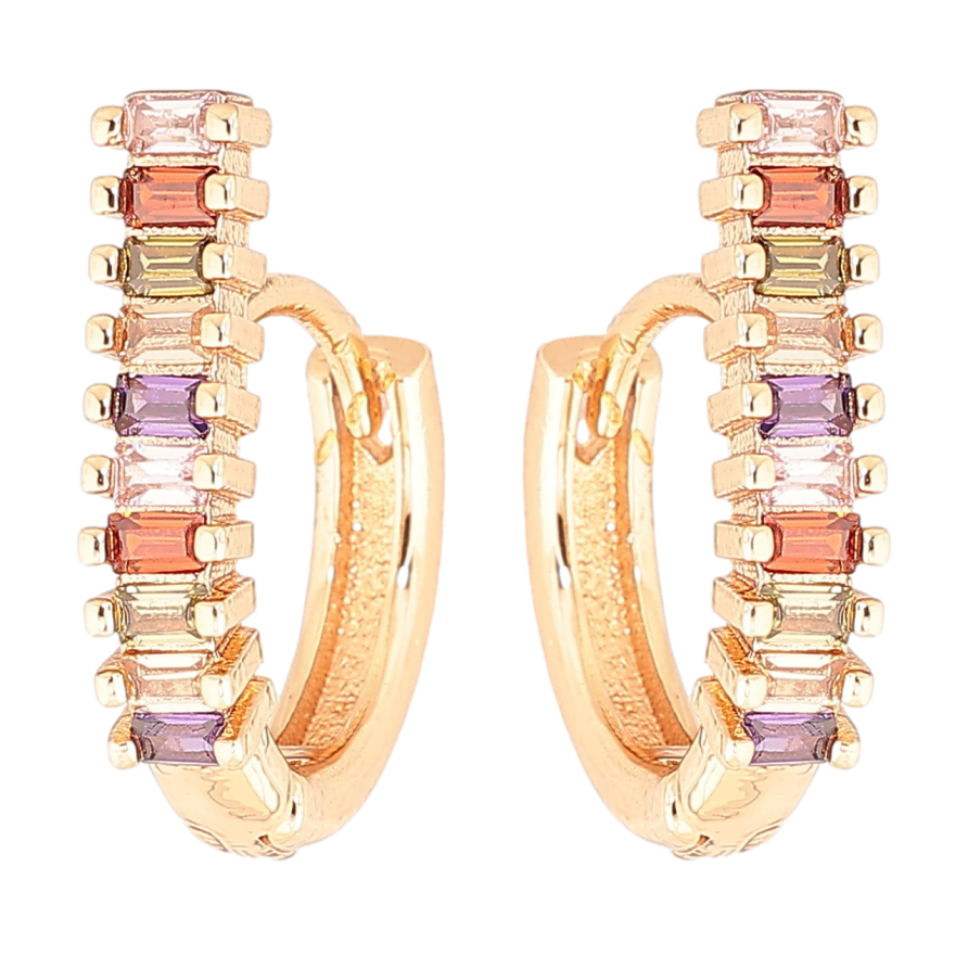 Серьги Xuping M&L Цвет 18K колечки Дорожки разноцветных кристаллов фото №1 Серьги Xuping M&L Цвет 18K колечки Дорожки разноцветных кристаллов фото №1