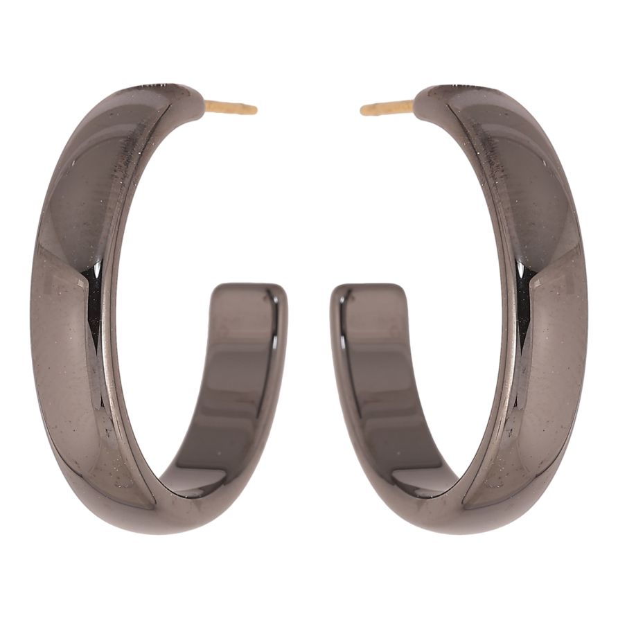 Сережки Xuping TTM Stainless Steel колір 14К пусети «Дуги з чорної кераміки» фото №1