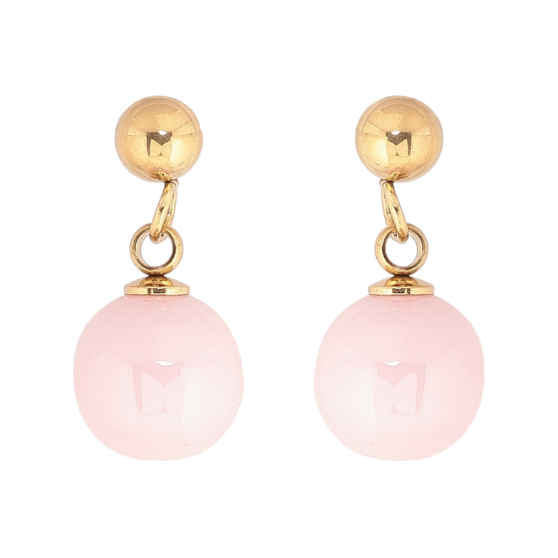 Сережки Xuping TTM Stainless Steel колір 14К пусети «Підвіски з рожевими кульками» фото №1