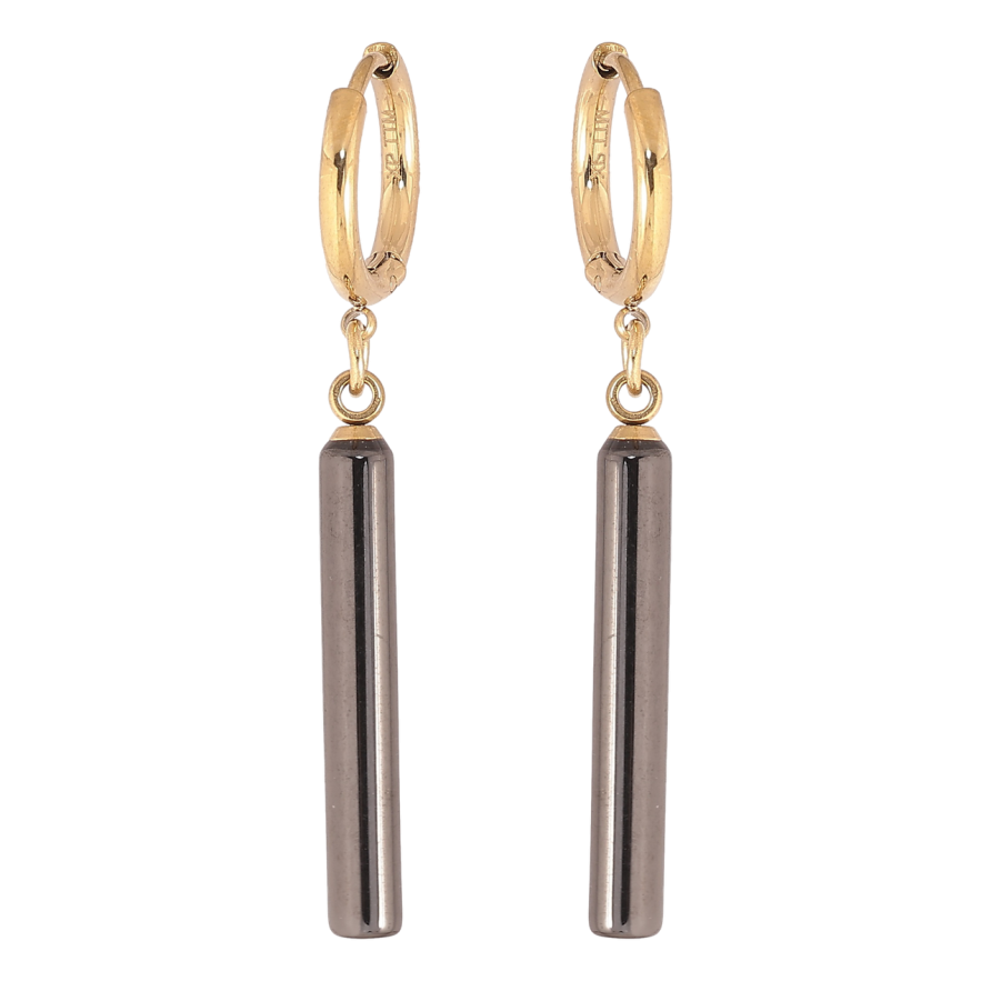 Сережки Xuping TTM Stainless Steel колір 14К підвіски на колечках «Підвіски з чорної кераміки» фото №1