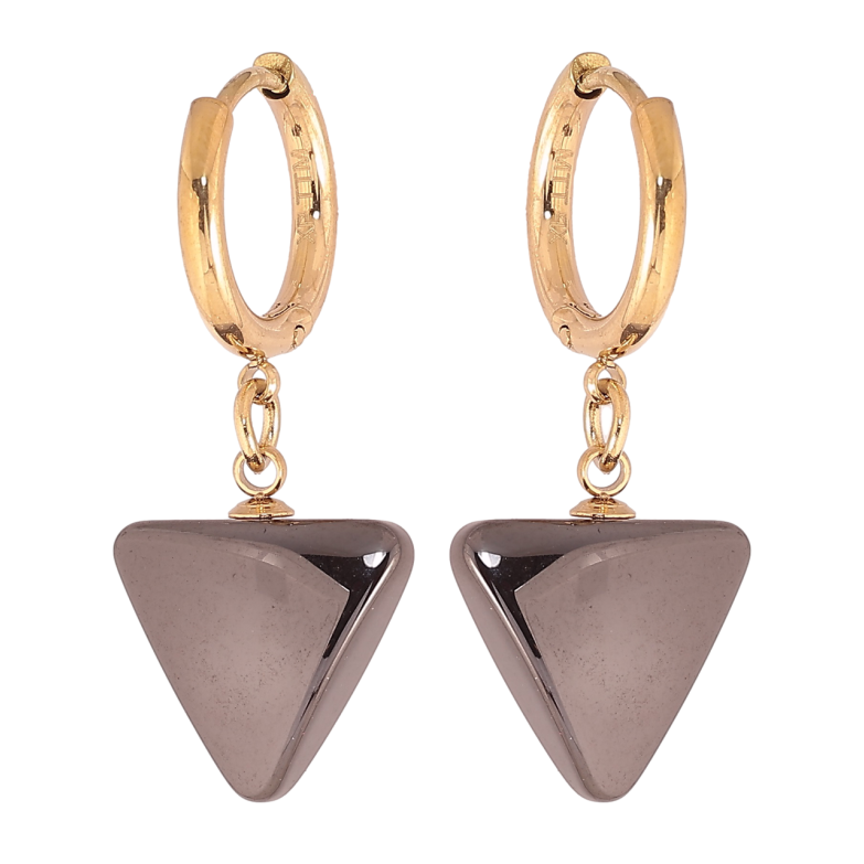 Серьги Xuping TTM Stainless Steel цвет 14К подвески на колечках Треугольники из черной керамики фото №1 Серьги Xuping TTM Stainless Steel цвет 14К подвески на колечках Треугольники из черной керамики фото №1