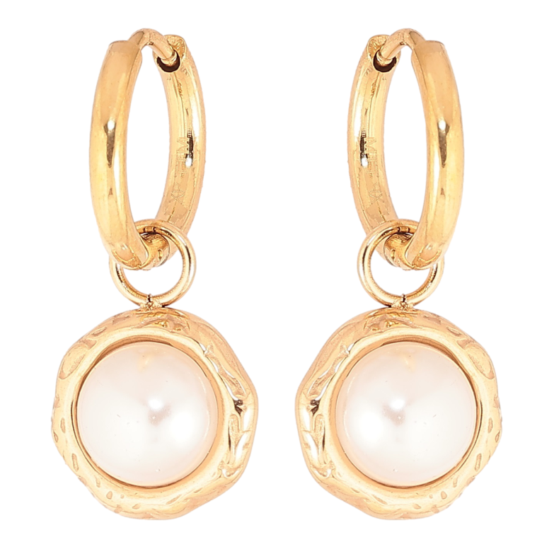 Сережки Xuping TTM Stainless Steel колір 18К підвіски на колечках «Перлинні підвіски» 2 в 1 фото №1