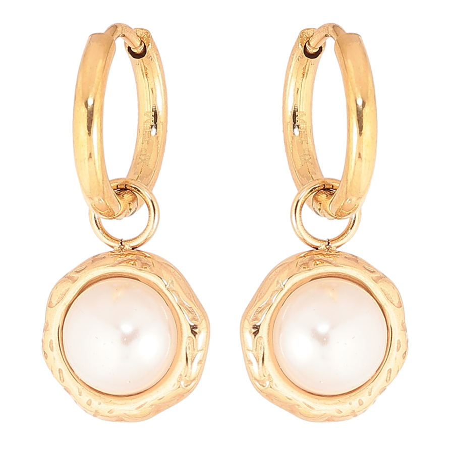 Сережки Xuping TTM Stainless Steel колір 18К підвіски на колечках «Перлинні підвіски» 2 в 1 фото №1