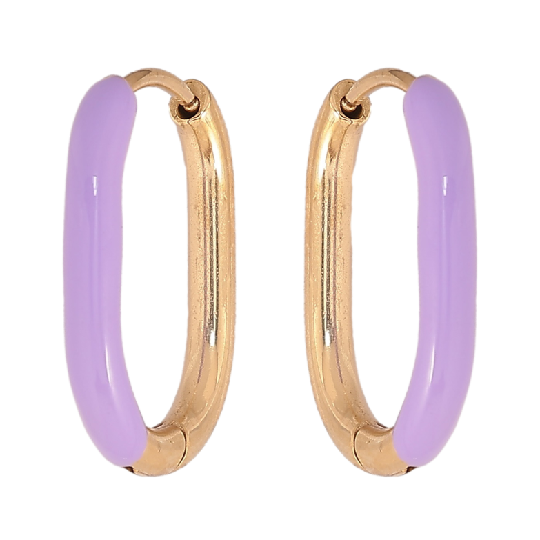 Сережки Xuping TTM Stainless Steel колір 14К колечка «Покриття бузковою емаллю» фото №1