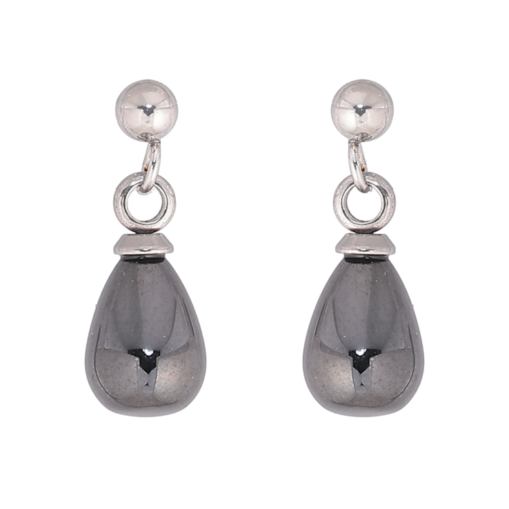 Серьги Xuping TTM Stainless Steel цвет Родий пусеты Подвески капельки из черной керамики фото №2