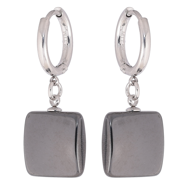 Сережки Xuping TTM Stainless Steel колір Родій підвіски на колечках «Квадрати з чорної кераміки» фото №1 Сережки Xuping TTM Stainless Steel колір Родій підвіски на колечках «Квадрати з чорної кераміки» фото №1