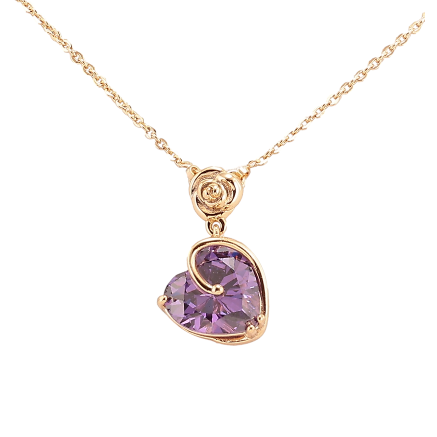 Подвеска на цепочке Xuping Позолота 18K Сиреневое кристальное сердечко длинна 40.5-45.5см х 1.5мм фото №1 Подвеска на цепочке Xuping Позолота 18K Сиреневое кристальное сердечко длинна 40.5-45.5см х 1.5мм фото №1