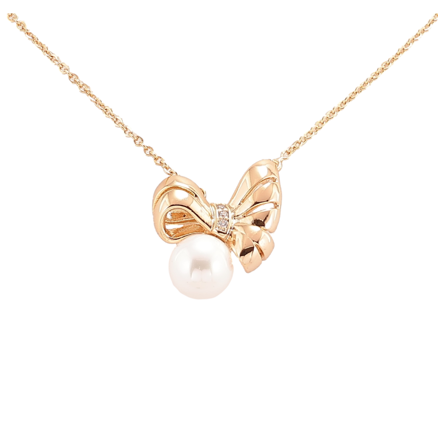 Подвеска на цепочке Xuping Позолота 18K Бант с жемчужиной длинна 42-46см х 1мм фото №1 Подвеска на цепочке Xuping Позолота 18K Бант с жемчужиной длинна 42-46см х 1мм фото №1