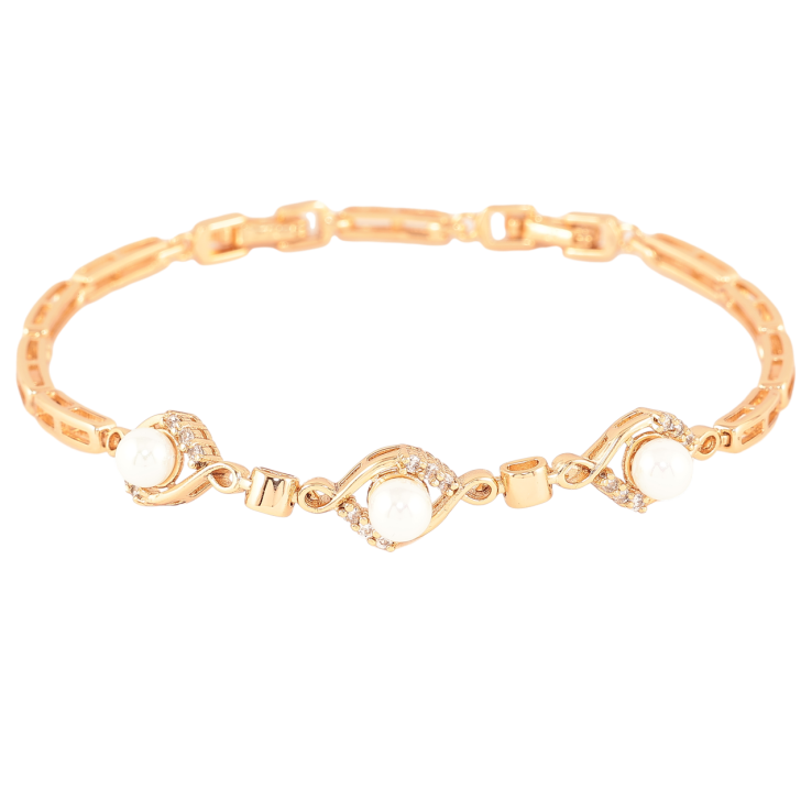 Браслет Xuping Позолота 18K Узор с жемчужинами и кристаллами размер с доп. замком 17,20см х 3мм фото №24