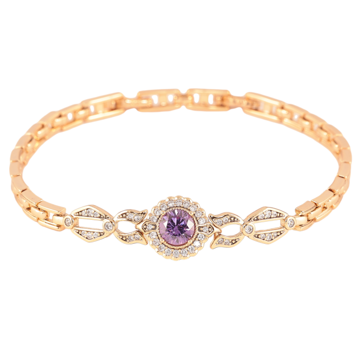 Браслет Xuping Позолота 18K Узор с сиреневым кристаллом размер с доп. замком 17,19см х 4-11мм фото №22
