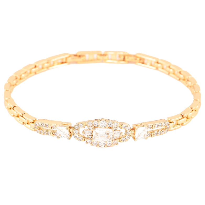 Браслет Xuping Позолота 18K «Візерунок з кристалами» розмір з доп. замком 17,19см х 4-8мм фото №1 Браслет Xuping Позолота 18K «Візерунок з кристалами» розмір з доп. замком 17,19см х 4-8мм фото №1