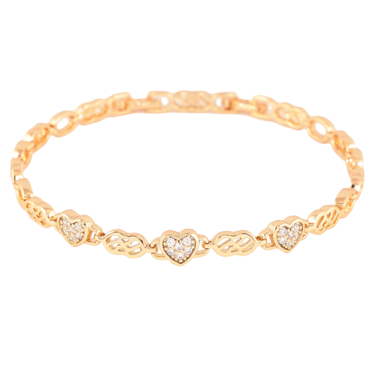 Браслет Xuping Позолота 18K Узор сердечки с кристаллами размер с доп. замком 17.5,19.5см х 4-6мм фото №18