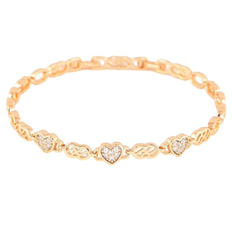 Браслет Xuping Позолота 18K «Візерунок сердечка з кристалами» розмір з доп. замком 17.5,19.5см х 4-6мм фото №2 Браслет Xuping Позолота 18K «Візерунок сердечка з кристалами» розмір з доп. замком 17.5,19.5см х 4-6мм фото №2