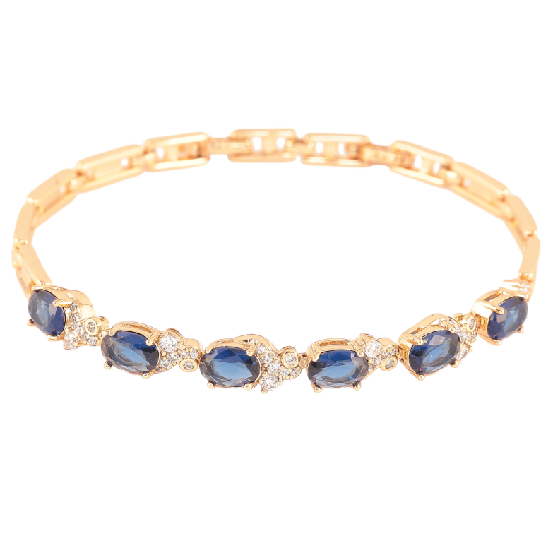 Браслет Xuping Позолота 18K «Візерунок з синіми кристалами» розмір із доп. замком 17,19см х 4-6мм фото №2