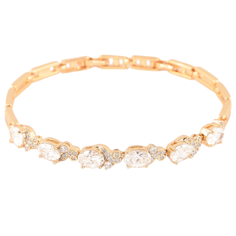 Браслет Xuping Позолота 18K «Візерунок з кристалами» розмір із доп. замком 17,19см х 4-6мм фото №2 Браслет Xuping Позолота 18K «Візерунок з кристалами» розмір із доп. замком 17,19см х 4-6мм фото №2