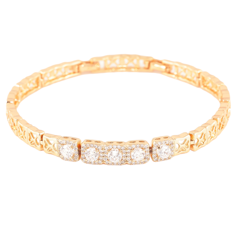 Браслет Xuping Позолота 18K Узор с кристаллами размер с доп. замком 17.5,19.5см х 6мм фото №1 Браслет Xuping Позолота 18K Узор с кристаллами размер с доп. замком 17.5,19.5см х 6мм фото №1