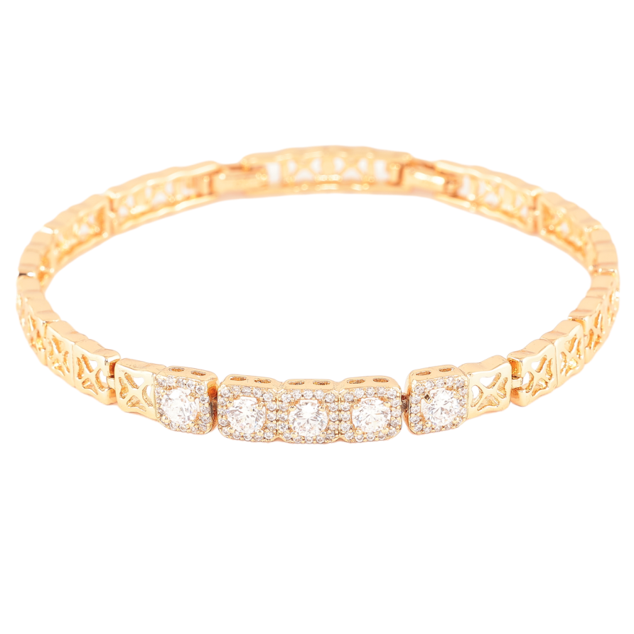 Браслет Xuping Позолота 18K Узор с кристаллами размер с доп. замком 17.5,19.5см х 6мм фото №1 Браслет Xuping Позолота 18K Узор с кристаллами размер с доп. замком 17.5,19.5см х 6мм фото №1