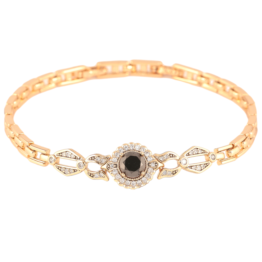 Браслет Xuping Позолота 18K Узор с черным кристаллом размер с доп. замком 17,19см х 4-11мм фото №1