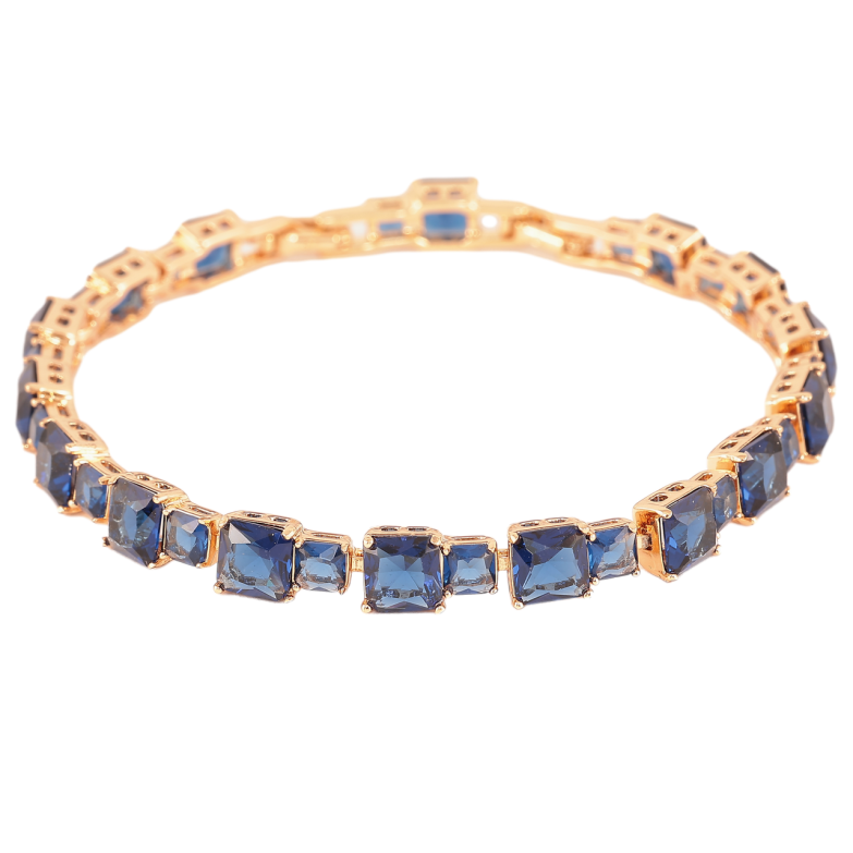 Браслет Xuping Позолота 18K Дорожка синих кристаллов размер с доп. замком 18,20см х 4-6мм фото №1