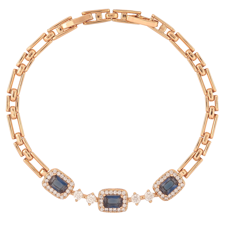 Браслет Xuping Позолота 18K Узор с синими кристаллами размер с доп. замком 17.5,19.5см х 3-8мм фото №23