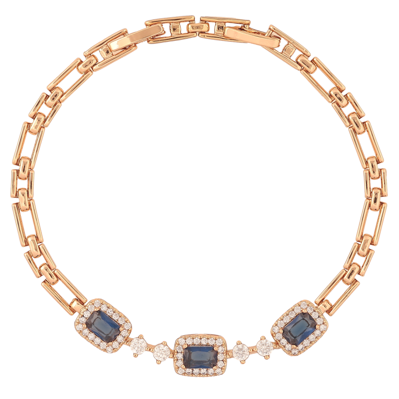 Браслет Xuping Позолота 18K «Візерунок з синіми кристалами» розмір з доп. замком 17.5,19.5см х 3-8мм фото №2