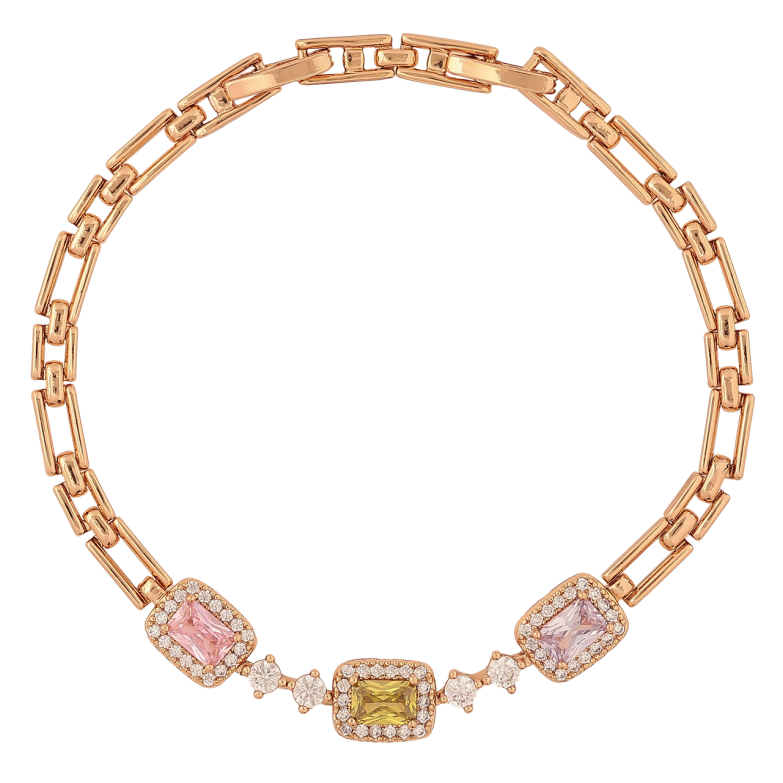 Браслет Xuping Позолота 18K «Візерунок з різнокольоровими кристалами» розмір з доп. замком 17.5,19.5см х 3-8мм фото №2 Браслет Xuping Позолота 18K «Візерунок з різнокольоровими кристалами» розмір з доп. замком 17.5,19.5см х 3-8мм фото №2