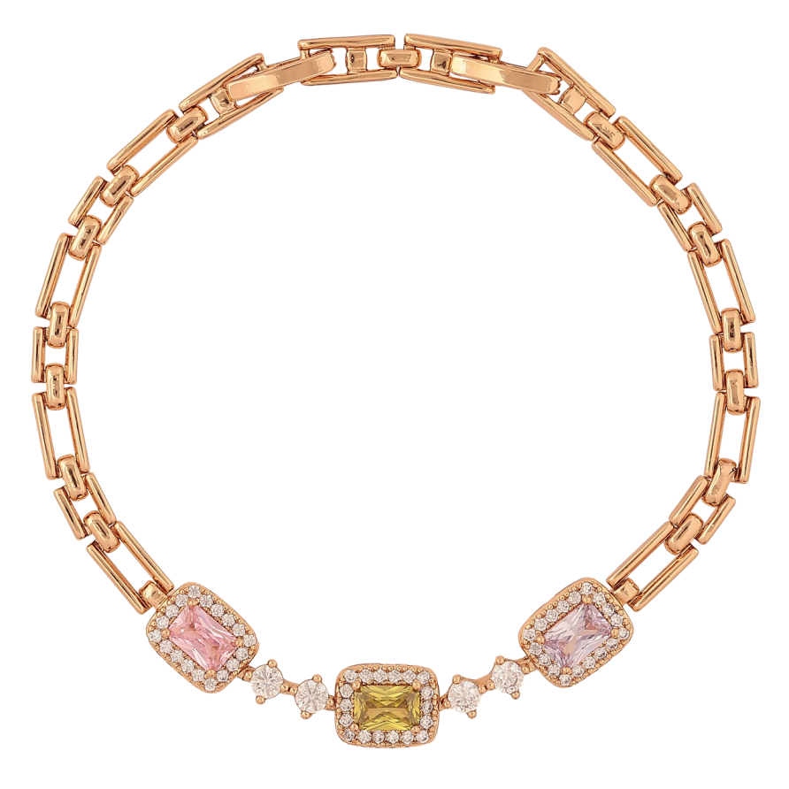 Браслет Xuping Позолота 18K Узор с разноцветными кристаллами размер с доп. замком 17.5,19.5см х 3-8мм фото №1 Браслет Xuping Позолота 18K Узор с разноцветными кристаллами размер с доп. замком 17.5,19.5см х 3-8мм фото №1