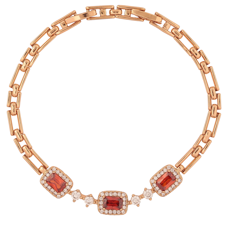 Браслет Xuping Позолота 18K Узор с красными кристаллами размер с доп. замком 17.5,19.5см х 3-8мм фото №1 Браслет Xuping Позолота 18K Узор с красными кристаллами размер с доп. замком 17.5,19.5см х 3-8мм фото №1