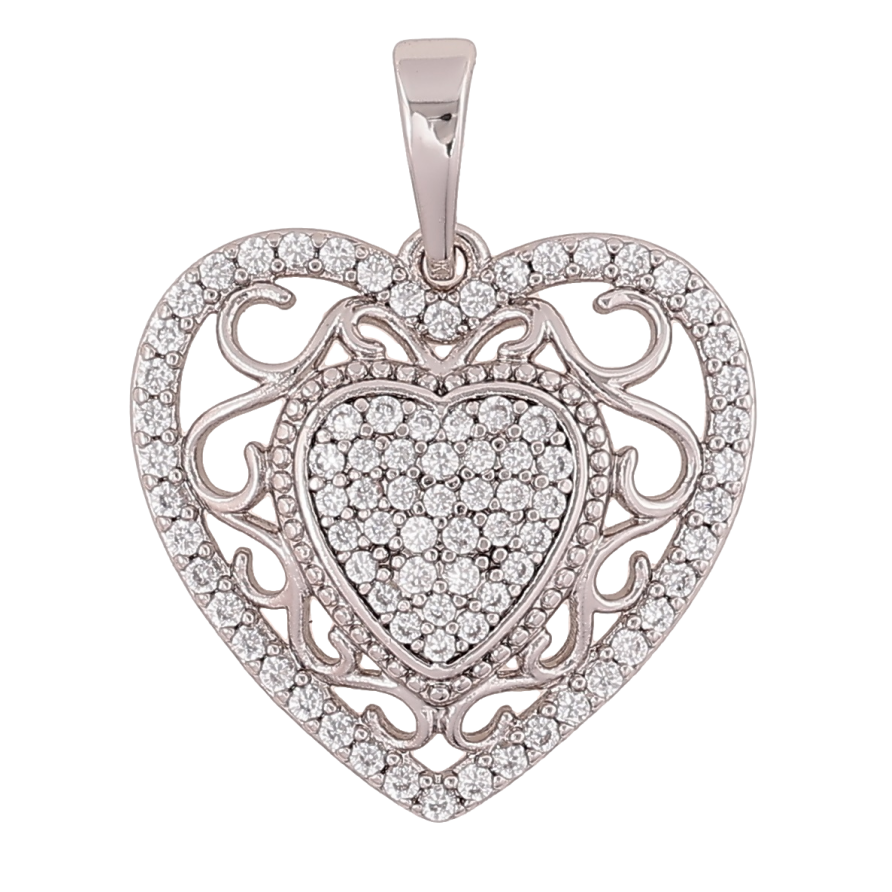 Кулон Xuping Родій «Різьблене сердечко з кристалами» для ланцюжка до 5мм фото №1 Кулон Xuping Родій «Різьблене сердечко з кристалами» для ланцюжка до 5мм фото №1