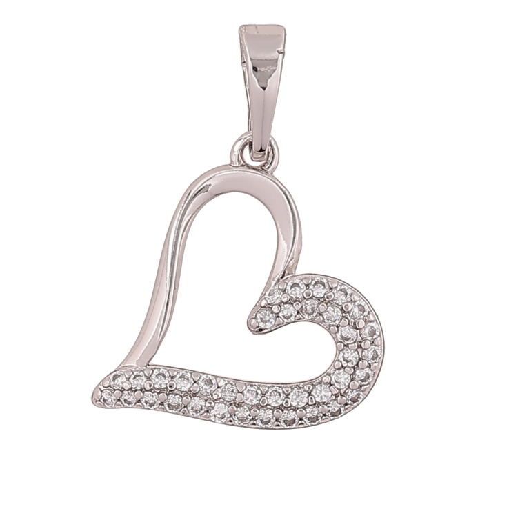 Кулон Xuping Родій «Сердечко з інкрустацією кристалами» для ланцюжка до 6мм фото №8