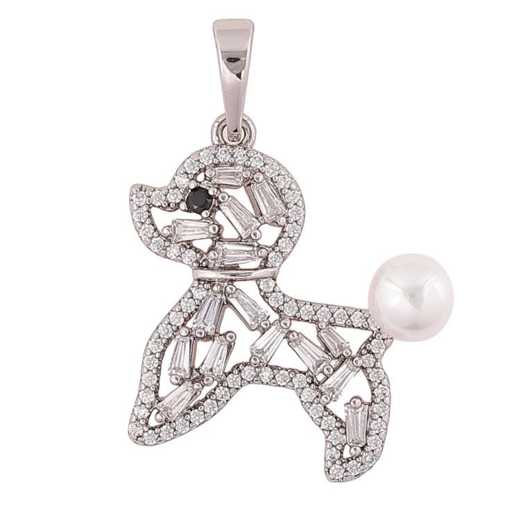 Кулон Xuping Родій «Кристальний пудель» для ланцюжка до 6мм фото №22