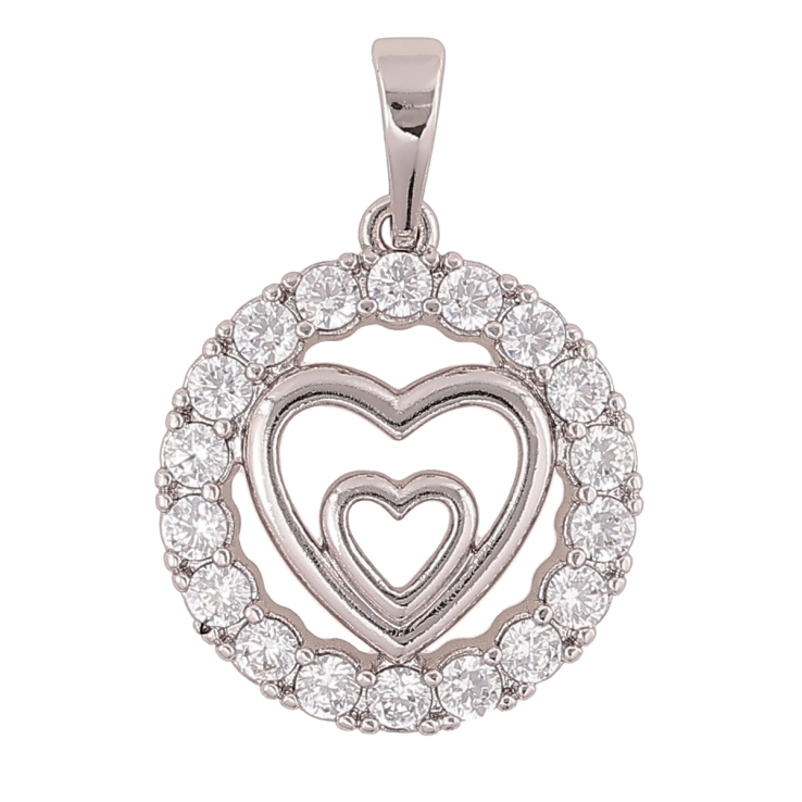 Кулон Xuping Родій «Сердечка в колі кристалів» для ланцюжка до 6мм фото №7 Кулон Xuping Родій «Сердечка в колі кристалів» для ланцюжка до 6мм фото №7