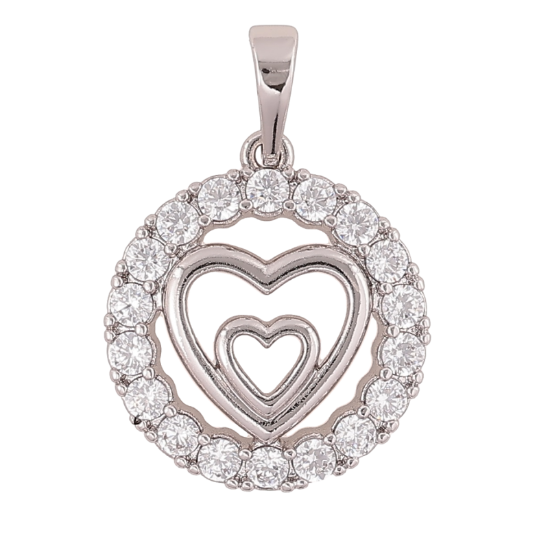 Кулон Xuping Родий Сердечки в круге кристаллов для цепочки до 6мм фото №1 Кулон Xuping Родий Сердечки в круге кристаллов для цепочки до 6мм фото №1