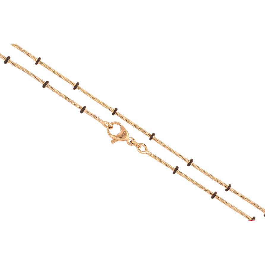 Цепочка Xuping Позолота 18K Плетение Ювелирный шнур с черными бусинами длинна 45см х 1-2мм фото №1