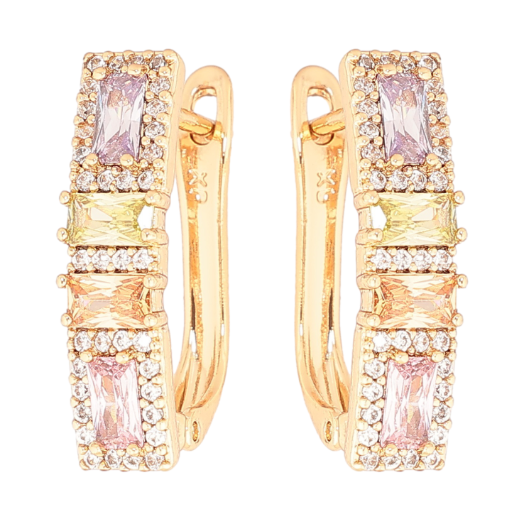 Серьги Xuping Позолота 18K английский замок Инкрустация разноцветными кристаллами фото №12