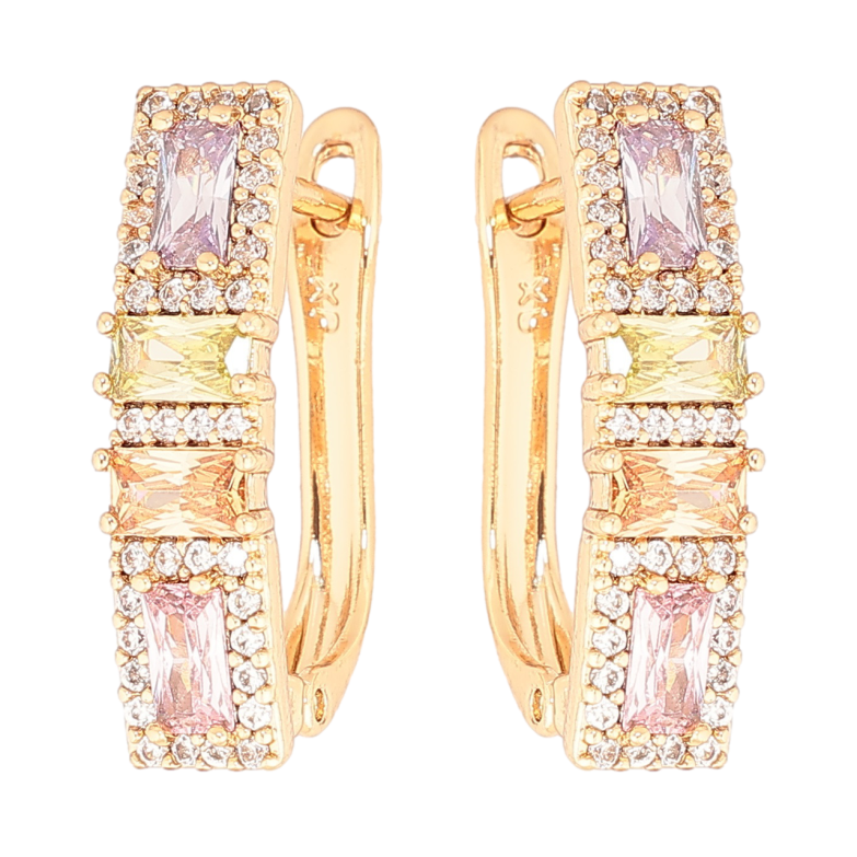 Сережки Xuping Позолота 18K англійський замок «Інкрустація різнокольоровими кристалами» фото №4