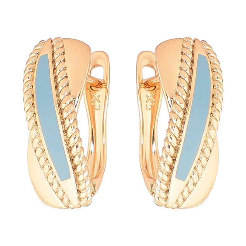Серьги Xuping Позолота 18K английский замок Узор с голубой эмалью фото №1