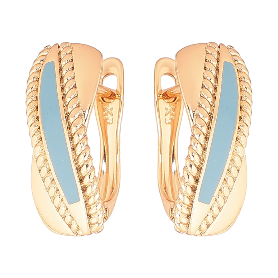Серьги Xuping Позолота 18K английский замок Узор с голубой эмалью фото №1 Серьги Xuping Позолота 18K английский замок Узор с голубой эмалью фото №1