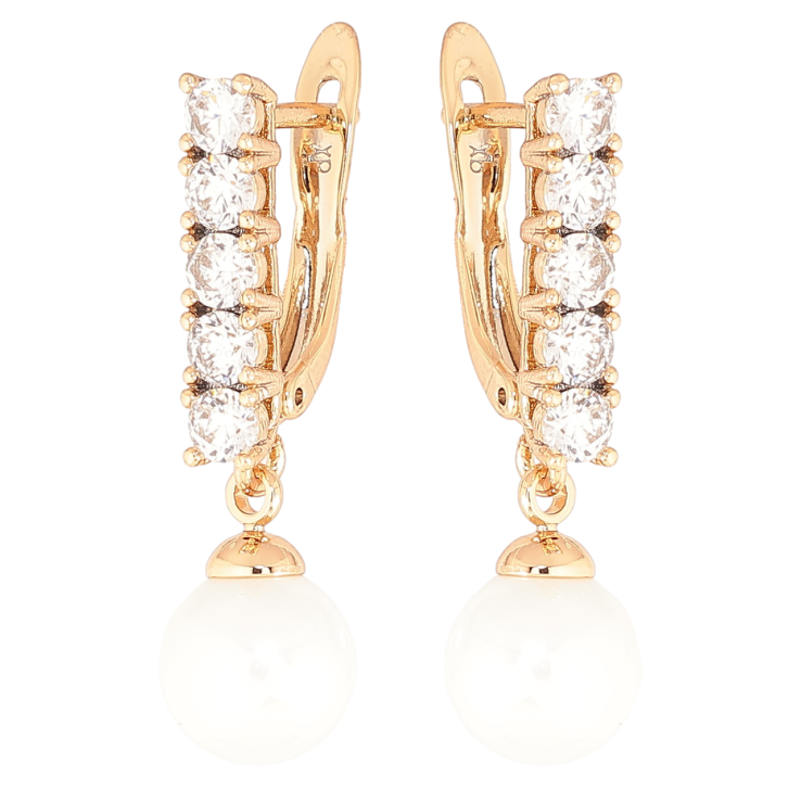 Серьги Xuping Позолота 18K английский замок Кристальные дорожки с жемчужинами фото №10