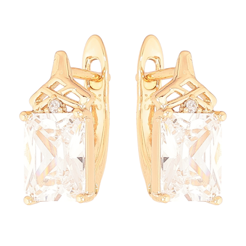 Серьги Xuping Позолота 18K английский замок Граненные кристаллы фото №1 Серьги Xuping Позолота 18K английский замок Граненные кристаллы фото №1