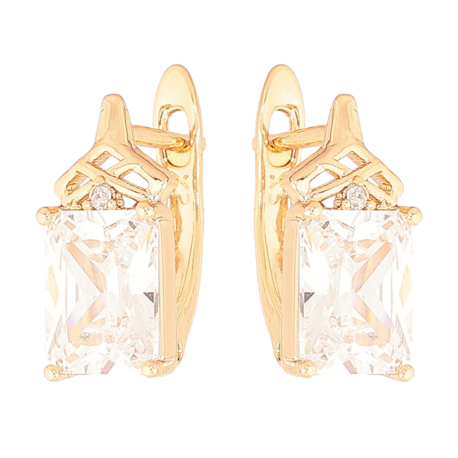 Серьги Xuping Позолота 18K английский замок Граненные кристаллы фото №1 Серьги Xuping Позолота 18K английский замок Граненные кристаллы фото №1
