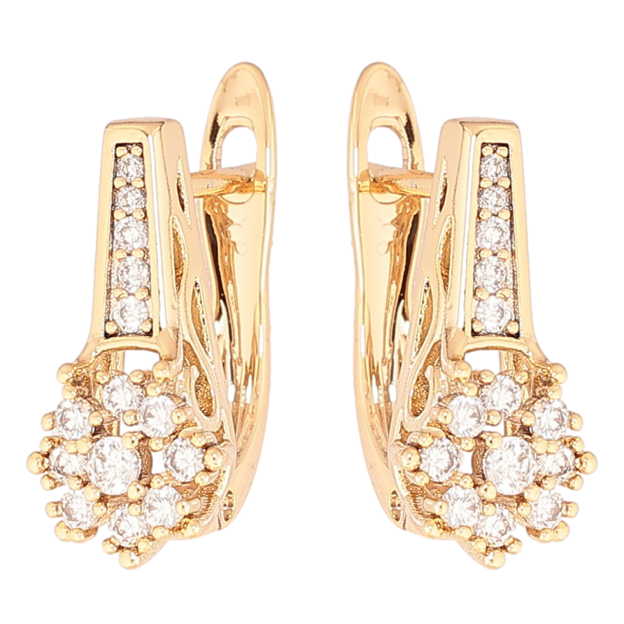 Сережки Xuping Позолота 18K англійський замок «Кришталеві квіточки» фото №1