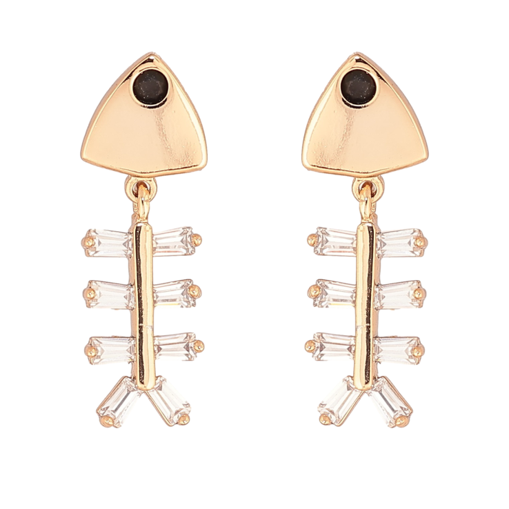 Сережки Xuping Позолота 18K пусети «Рибні скелети» фото №4